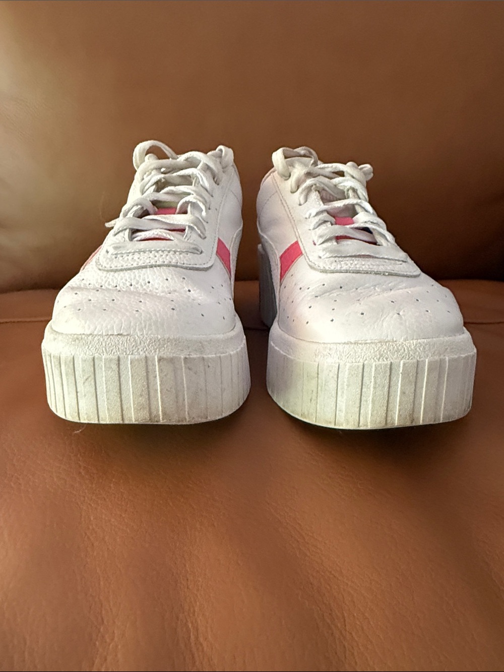 Puma White Platform Sneakers with Pink Accents - Picture 4 of 7